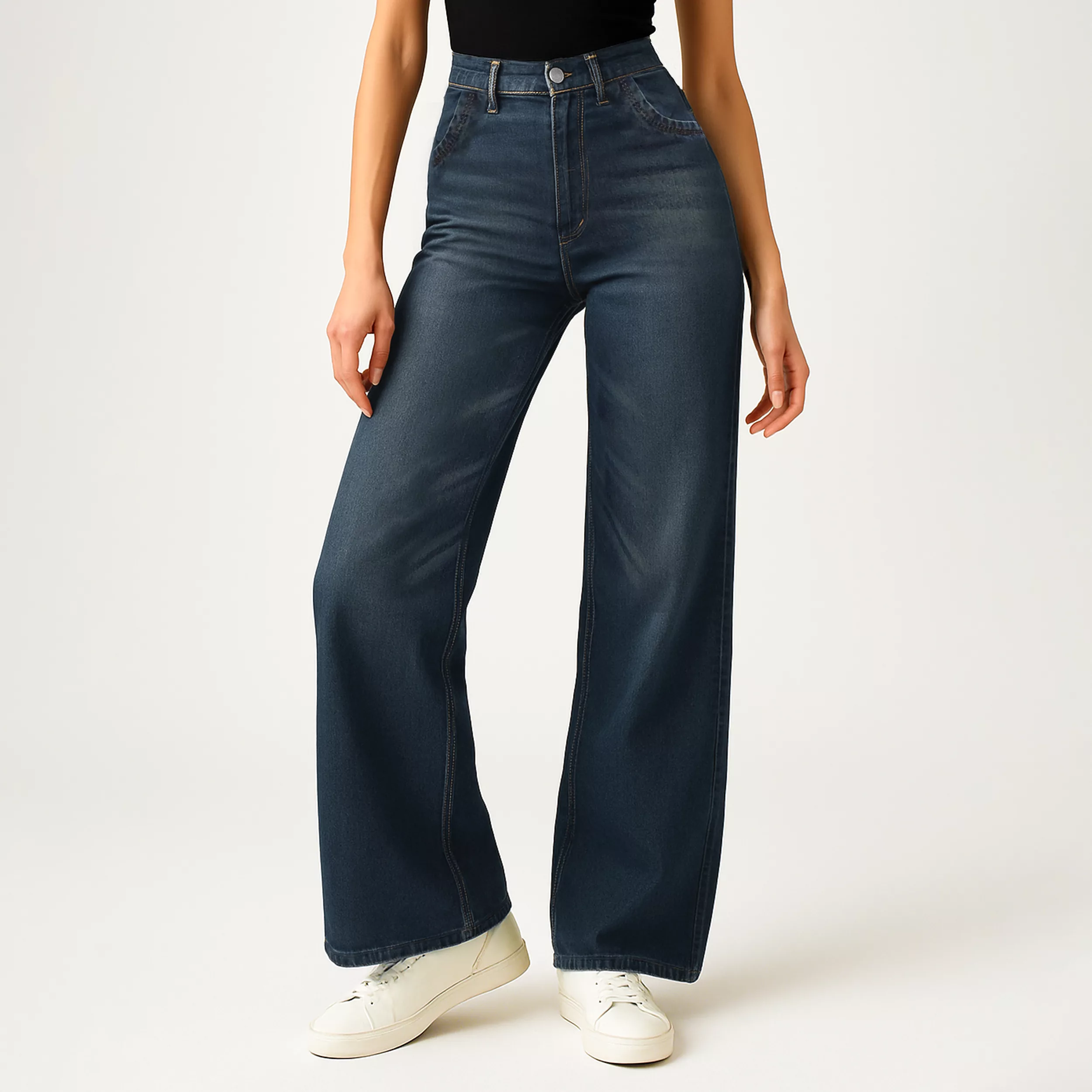 شلوار جین زنانه مدل فول بگ کمر کشی کد 9549