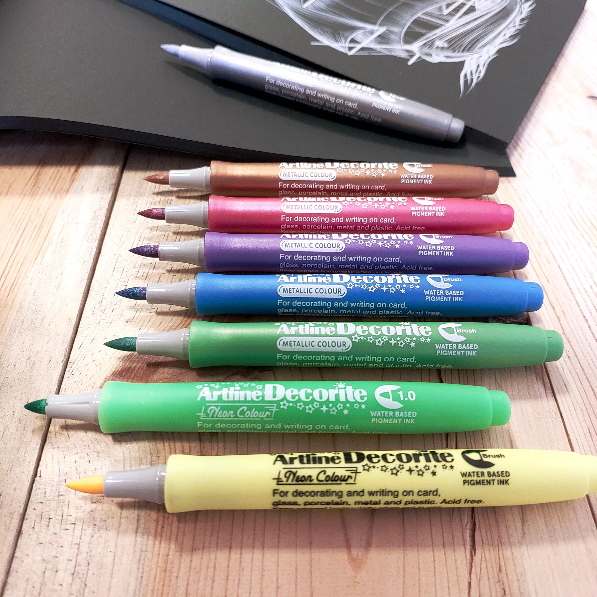 ماژیک آرت لاین مدل براش Decor کد 744 بسته ی 5 عددی