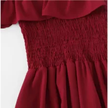 پیراهن زنانه مدل عروسکی رنگ زرشکی