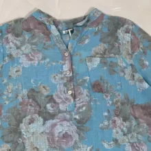 بلوز آستین سه ربع یقه ایستاده زنانه مدل 10028 رنگ آبی