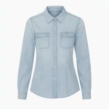 شومیز آستین بلند یقه برگردان زنانه مدل 9003 رنگ آبی روشن