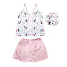 لباس خواب زنانه مدل سمنتا طرح پاندا کد 666014B به همراه اسکرانچی