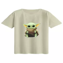 کراپ تی‌شرت آستین کوتاه زنانه مدل بیبی یودا کد 15