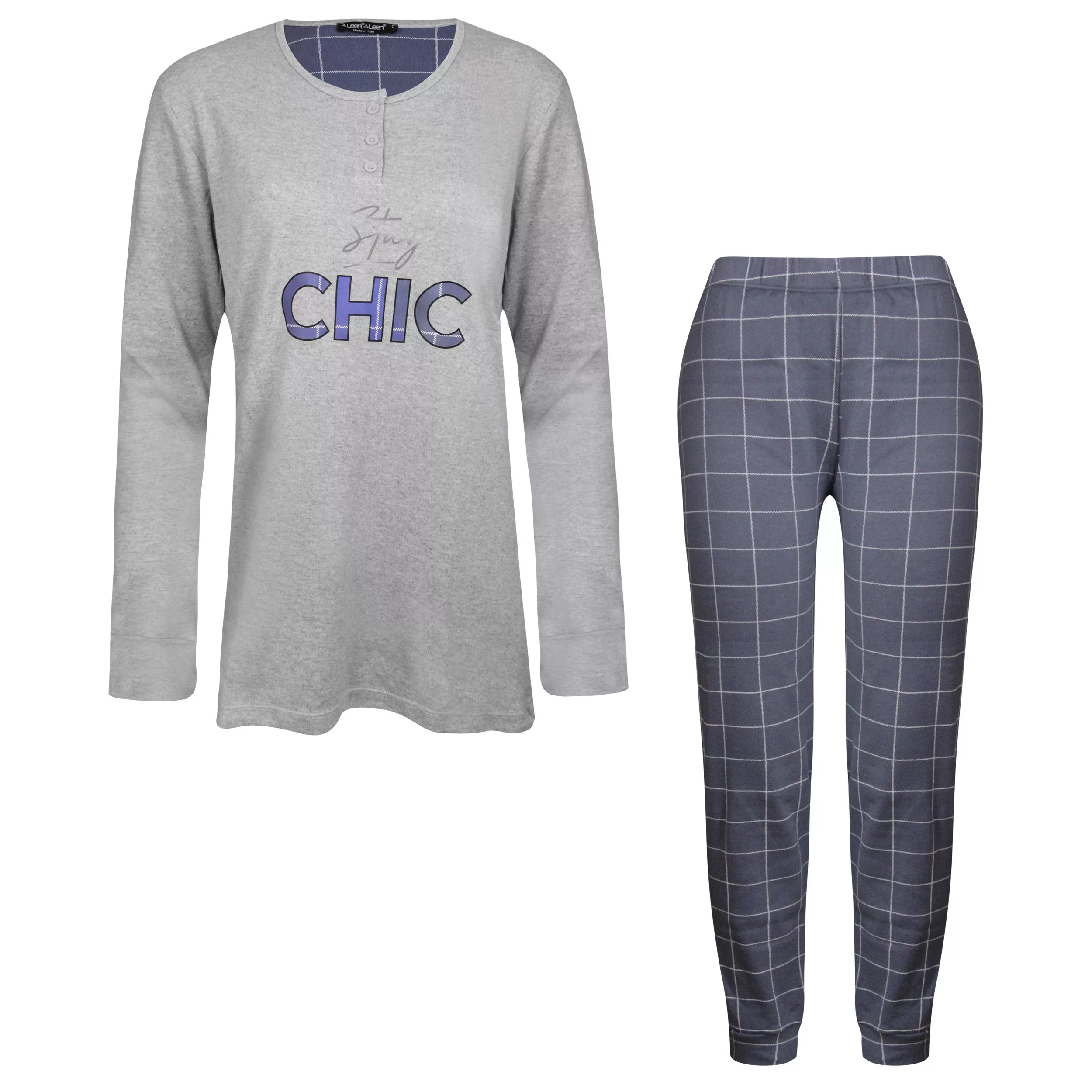 ست بلوز و شلوار زنانه لین مدل نخ پنبه کد 5196-209 رنگ طوسی