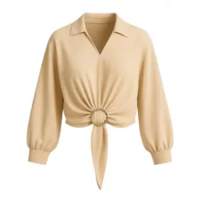 بلوز آستین سه ربع یقه برگردان زنانه مدل AM087