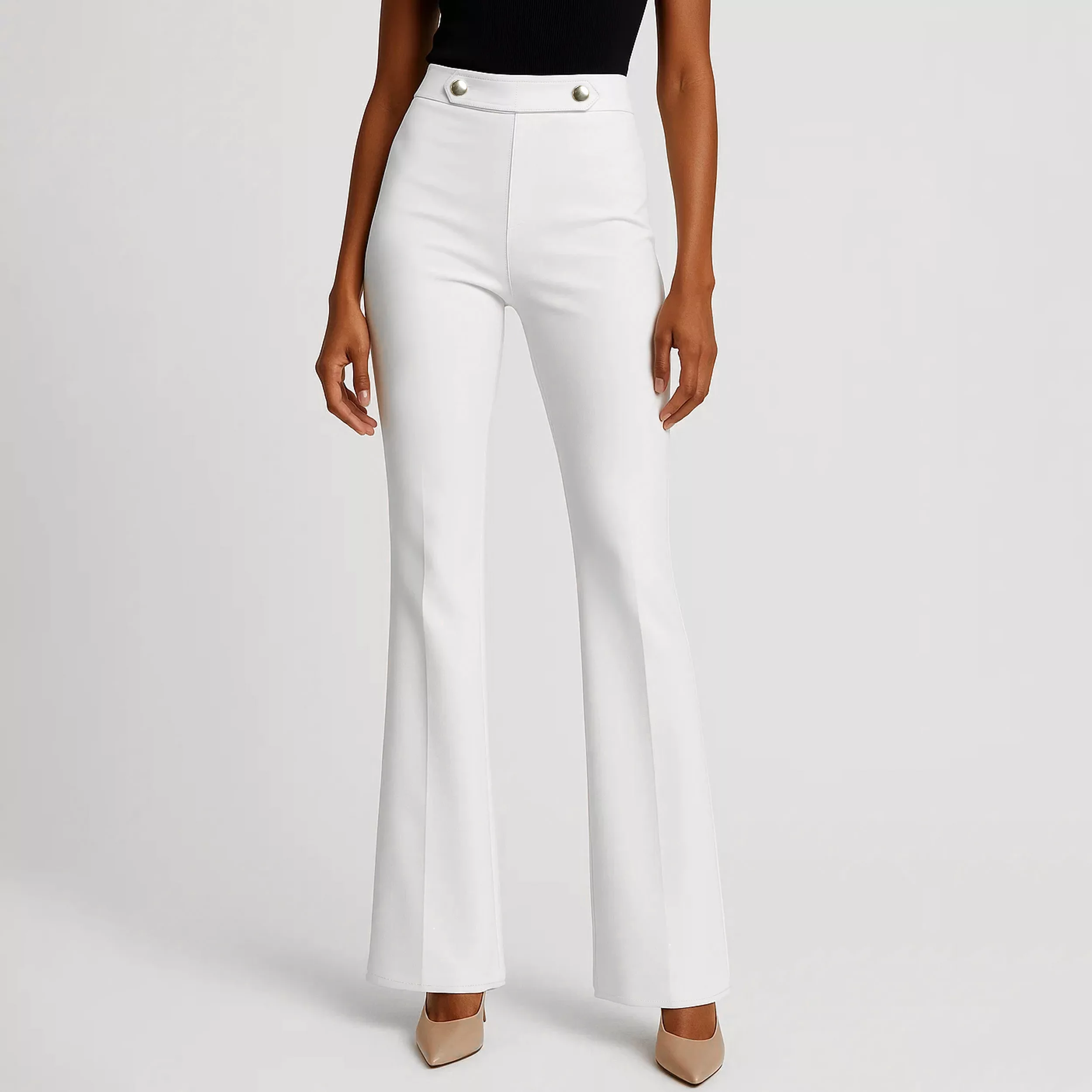 شلوار زنانه مدل 331 هاوین مازراتی دمپا کمرکش رنگ سفید