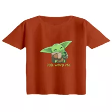 کراپ تی‌شرت آستین کوتاه زنانه مدل بیبی یودا کد 6