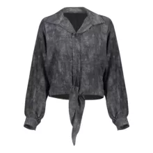 شومیز آستین بلند یقه هفت زنانه مدل گره ای رنگ مشکی