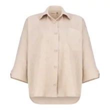 شومیز آستین بلند یقه برگردان زنانه السانا مدل کیناز کد 221609 رنگ شیری