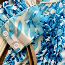 پیراهن یقه هفت زنانه مدل Flower 1704 رنگ آبی روشن