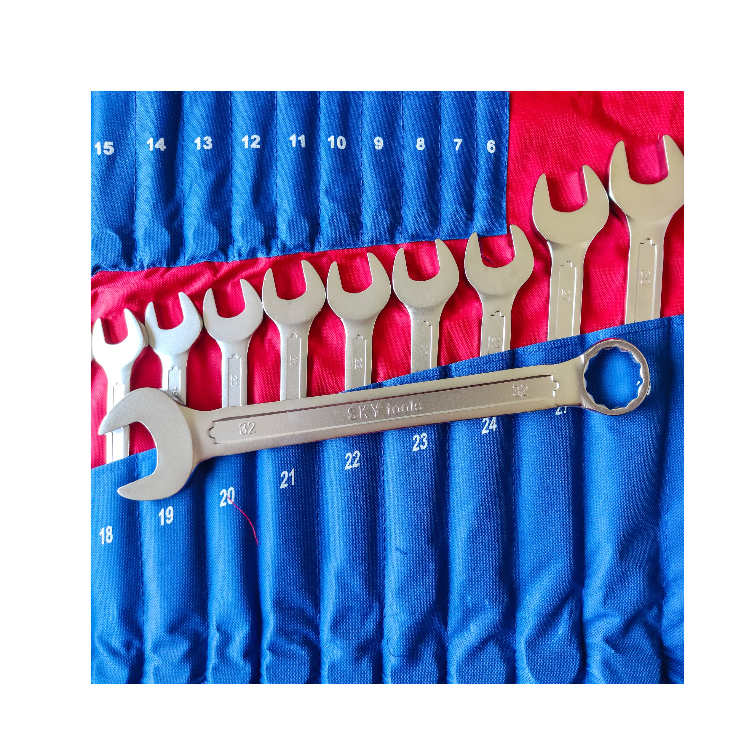 آچار یکسر تخت و یکسر رینگی اسکای مدل PROFESSIONAL QUALITY DIN 3113 مجموعه 22 عددی