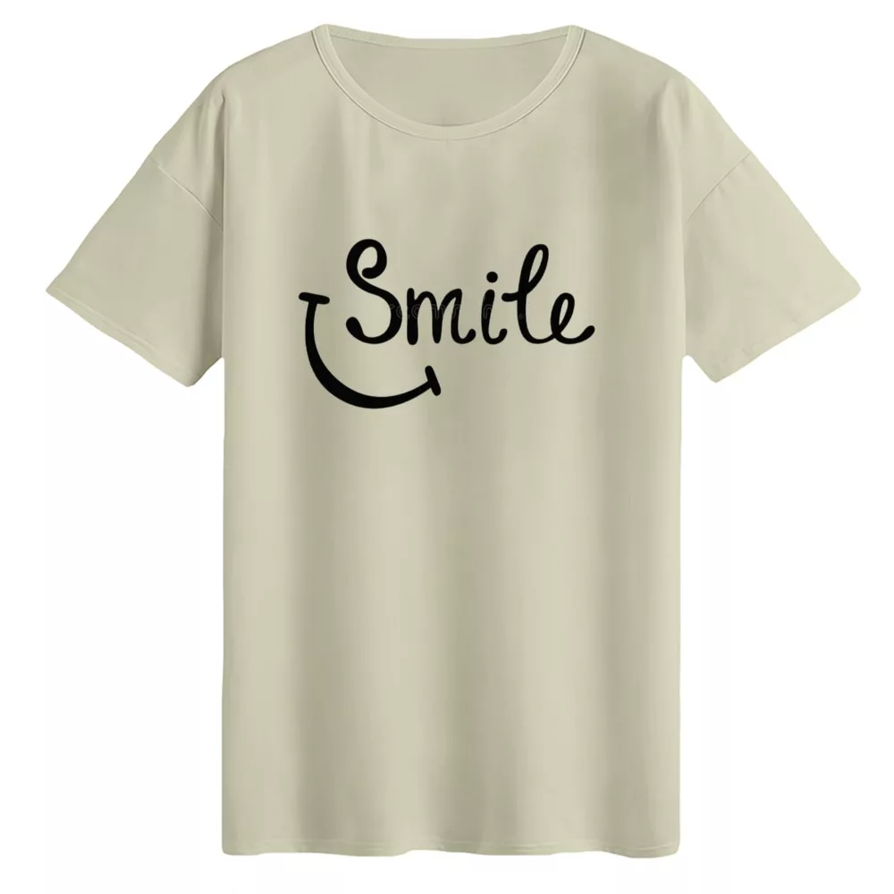 تی‌شرت لانگ آستین کوتاه زنانه مدل نوشته کد۸ رنگ کرم