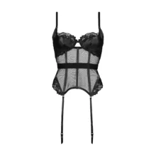 لباس خواب زنانه هانکه‌مولر مدل 7524 همراه با نگهدارنده جوراب رنگ مشکی