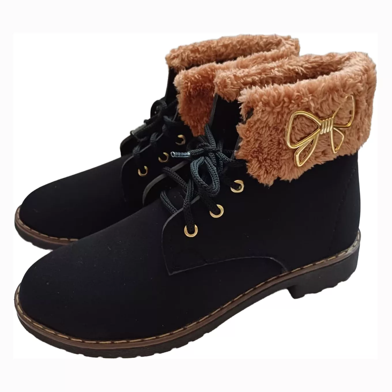 نیم بوت زنانه مدل پاپیونی خزدار  Bo-br