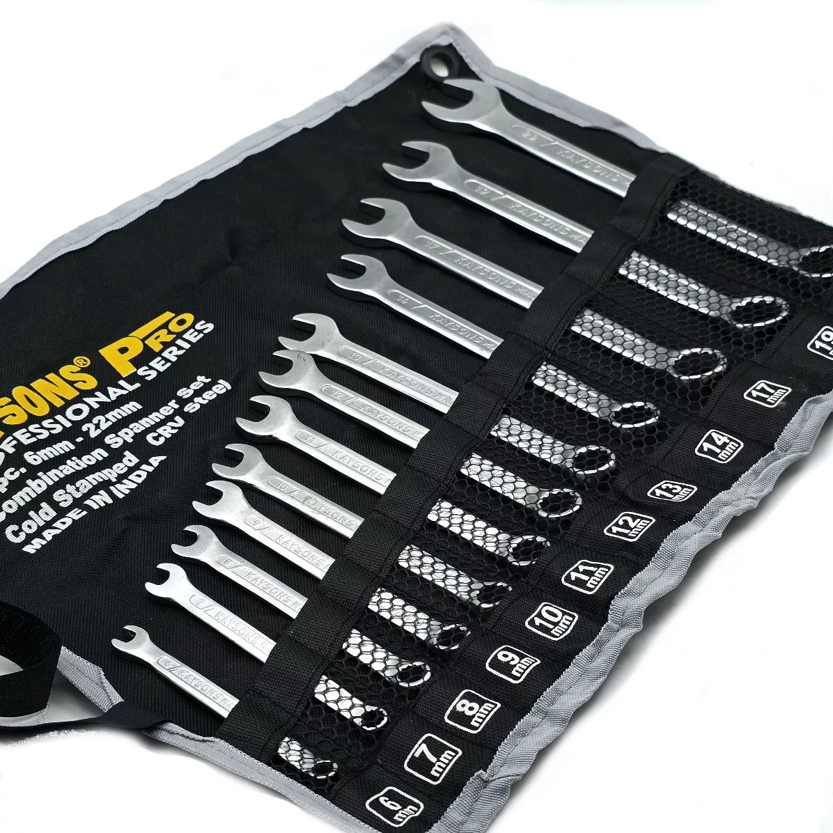 آچار یکسر تخت و یکسر رینگی کایسون مدل CRV-STEEL مجموعه 12 عددی