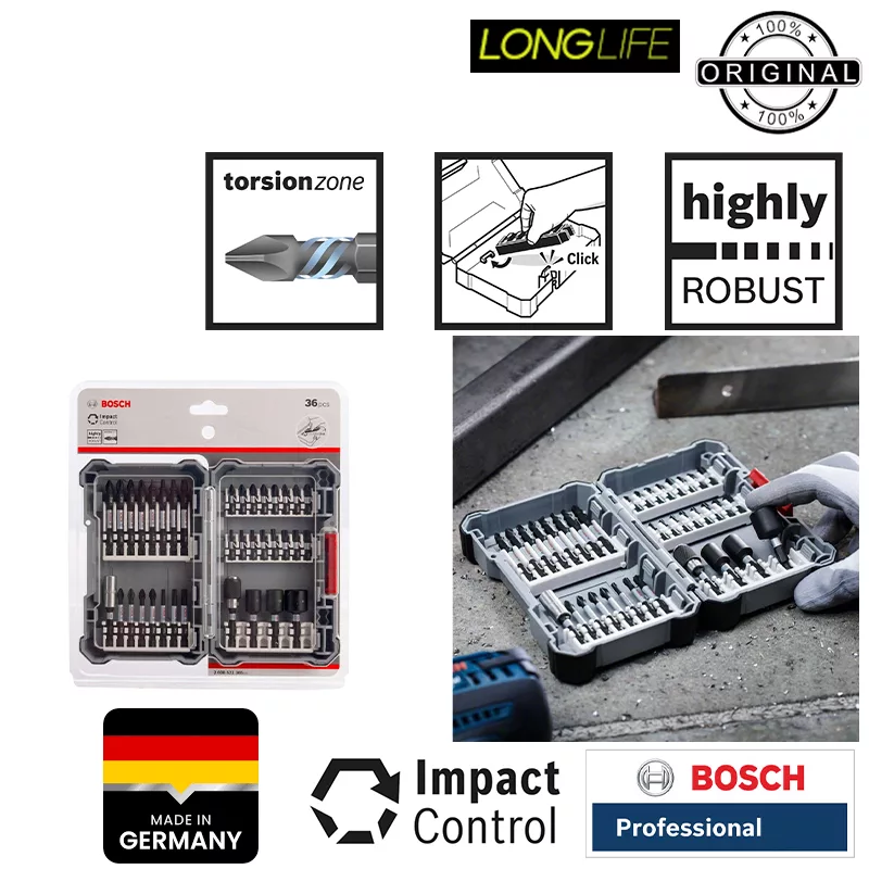 سرپیچ گوشتی بوش مدل فشار قوی مدل BOX 36 IMPACT CONTROL مجموعه 36 عددی