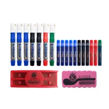 ماژیک وایت برد کرونا مدل تخت طرح شارژی به همراه یدک و تخته پاک کن مغناطیسی بسته 20 عددی