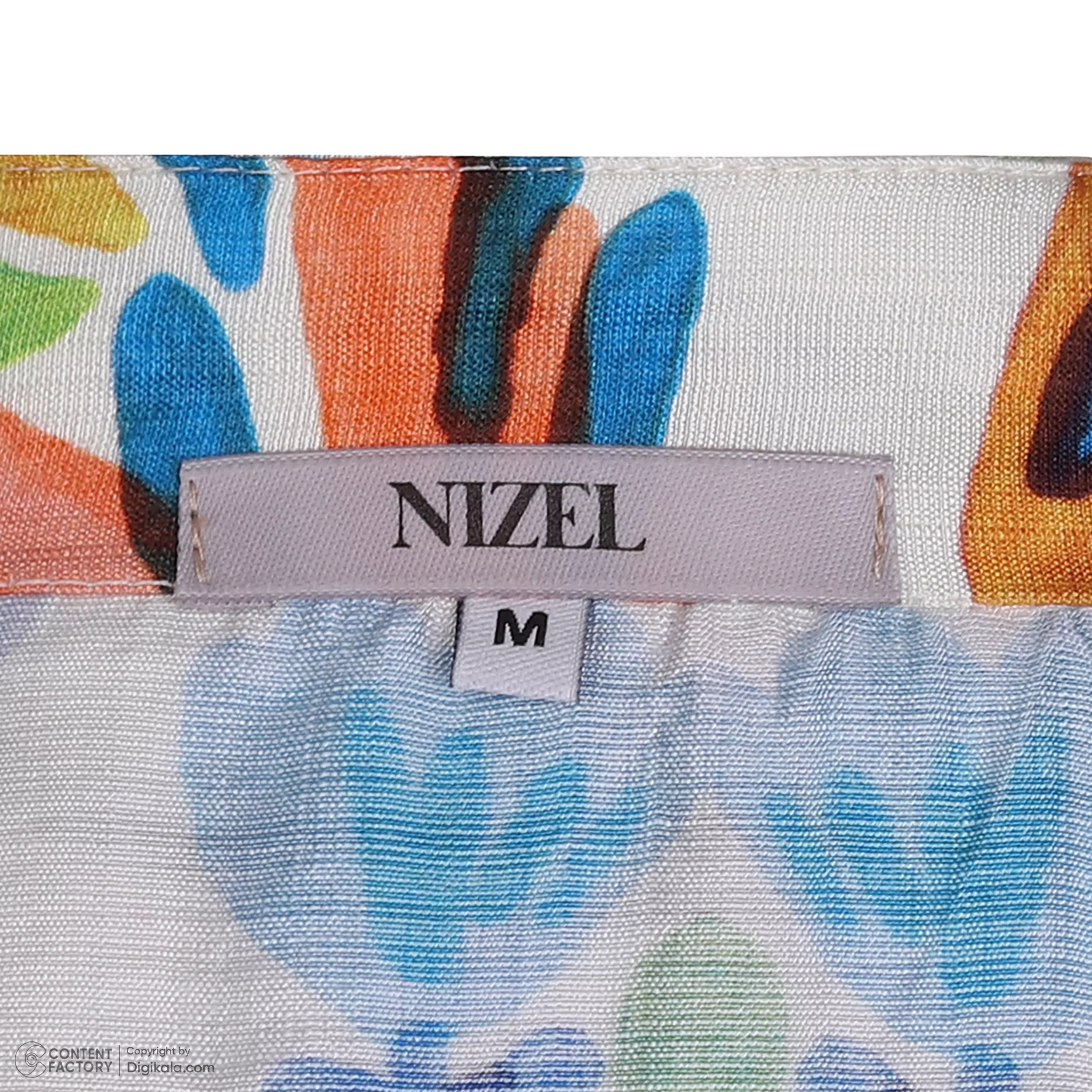 شومیز آستین بلند یقه برگردان زنانه نیزل مدل 1240 رنگ آبی