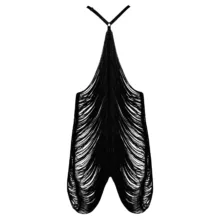 لباس خواب زنانه ماییلدا مدل ریش ریشی کد 4438-9726 رنگ مشکی