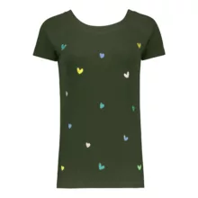 بلوز آستین کوتاه زنانه مدل گلدوزی قلب کد 110402/5  رنگ سبز تیره