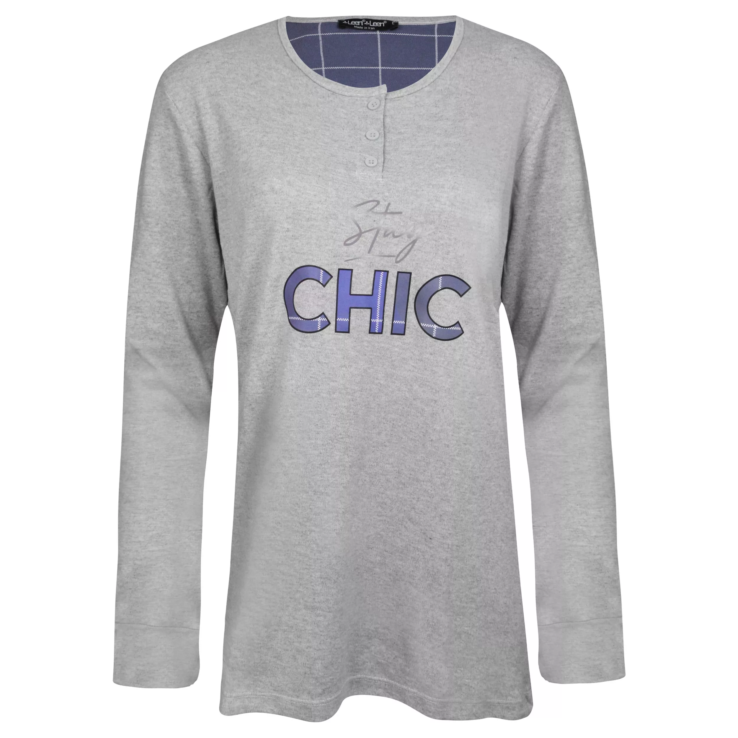 ست بلوز و شلوار زنانه لین مدل نخ پنبه کد 5196-209 رنگ طوسی