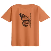 تی‌شرت  اورسایز آستین کوتاه زنانه مدل باکسی طرح پروانه کد 04 رنگ گلبهی