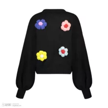 ژاکت زنانه گره استایل مدل گلدار رنگ مشکی