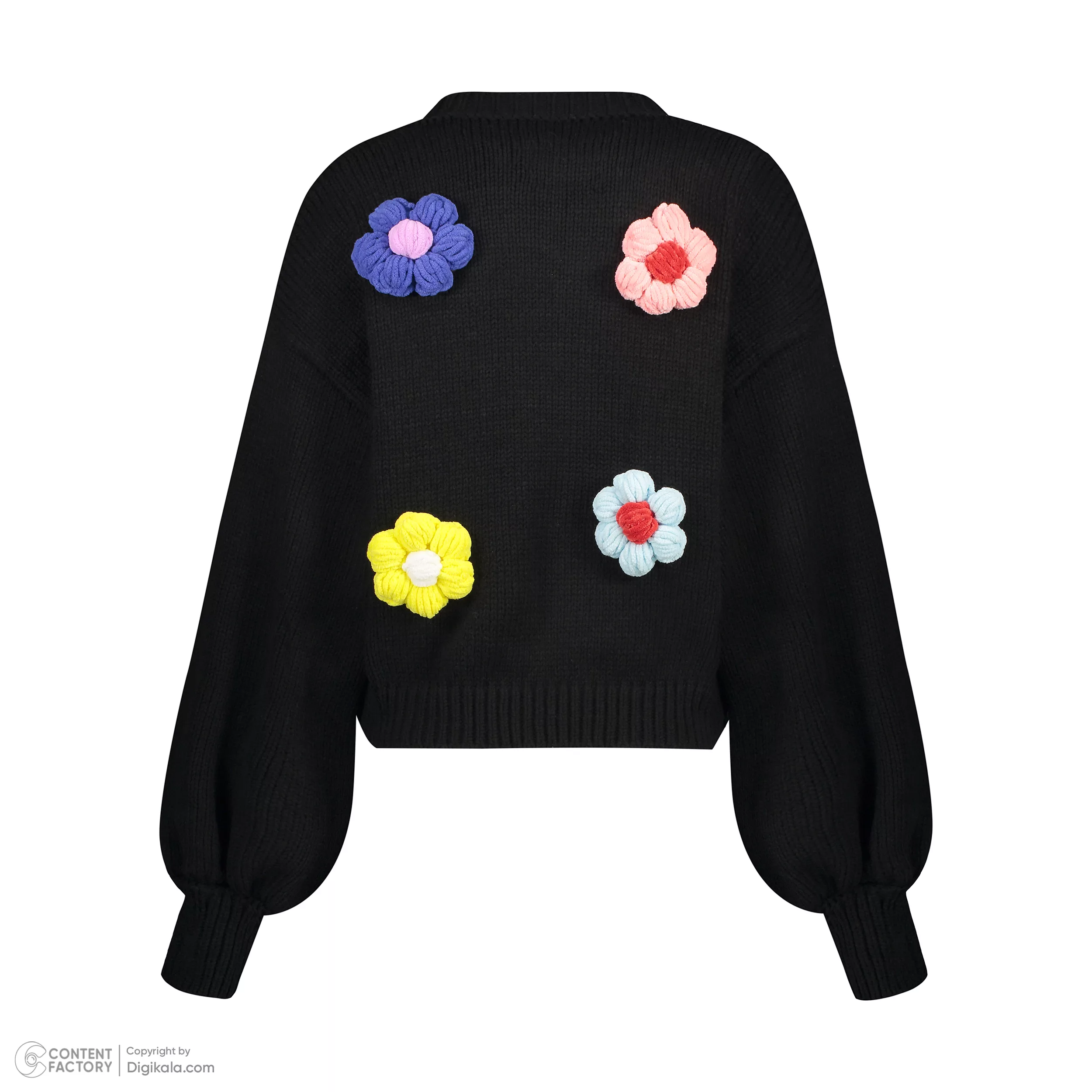 ژاکت زنانه گره استایل مدل گلدار رنگ مشکی