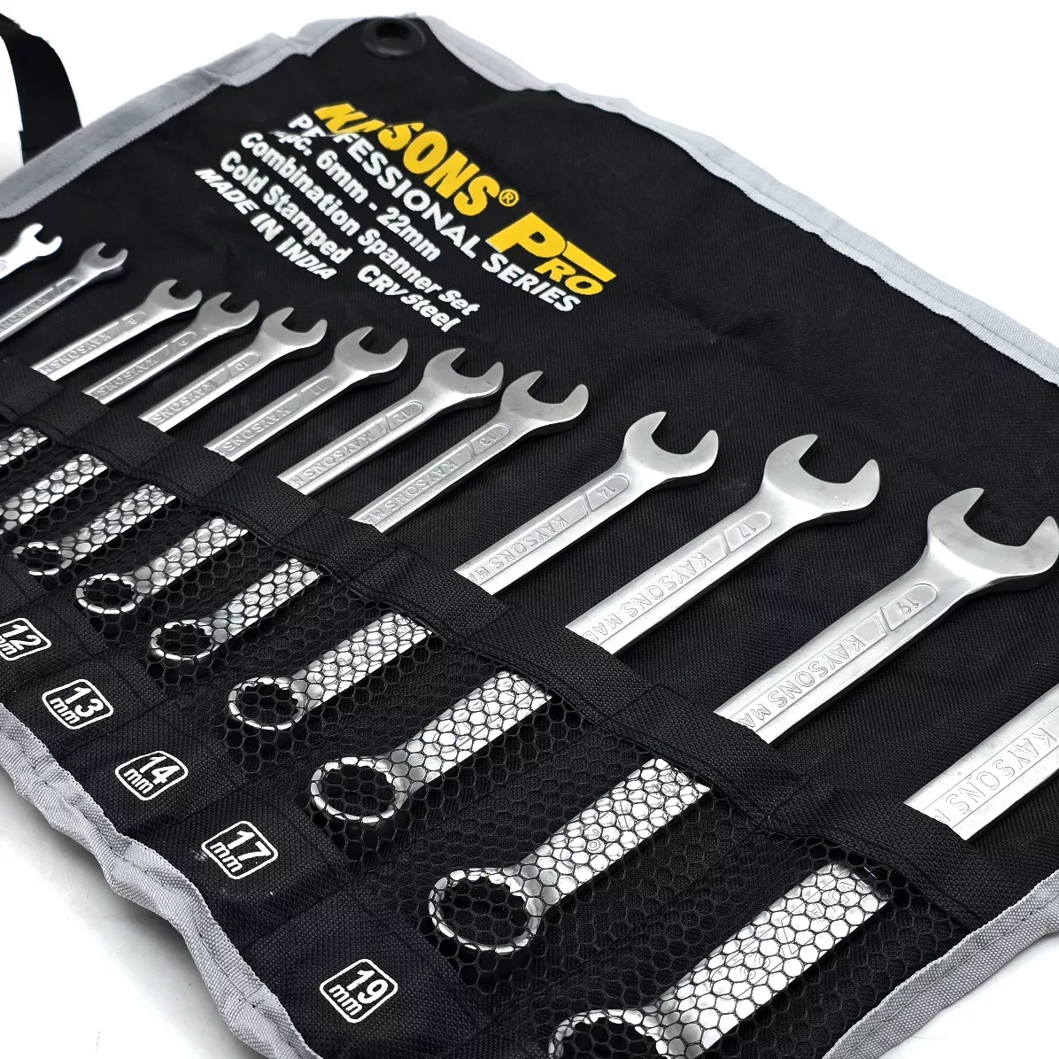 آچار یکسر تخت و یکسر رینگی کایسون مدل CRV-STEEL مجموعه 12 عددی