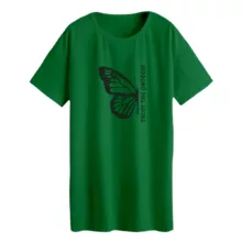 تی شرت لانگ زنانه مدل پروانه رنگ سبز