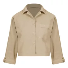 شومیز آستین بلند یقه برگردان زنانه بنیس مدل 38720902 رنگ کرم