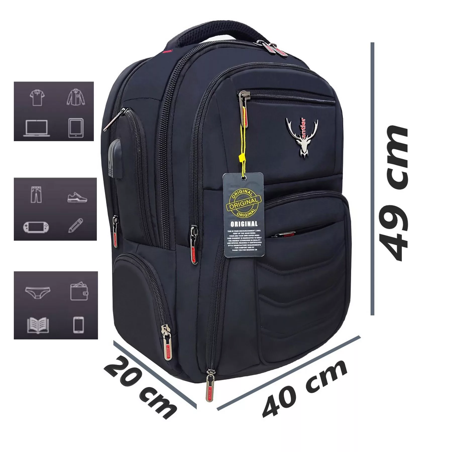 کوله پشتی لپ تاپ آنتلر مدل Black Rock مناسب برای لپ تاپ تا 17 اینچی