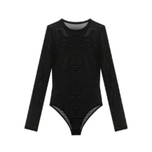 بادی آستین بلند زنانه مدل SM777 رنگ مشکی