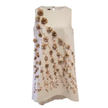 پیراهن یقه گرد زنانه پروت مدل P-129 رنگ کرم