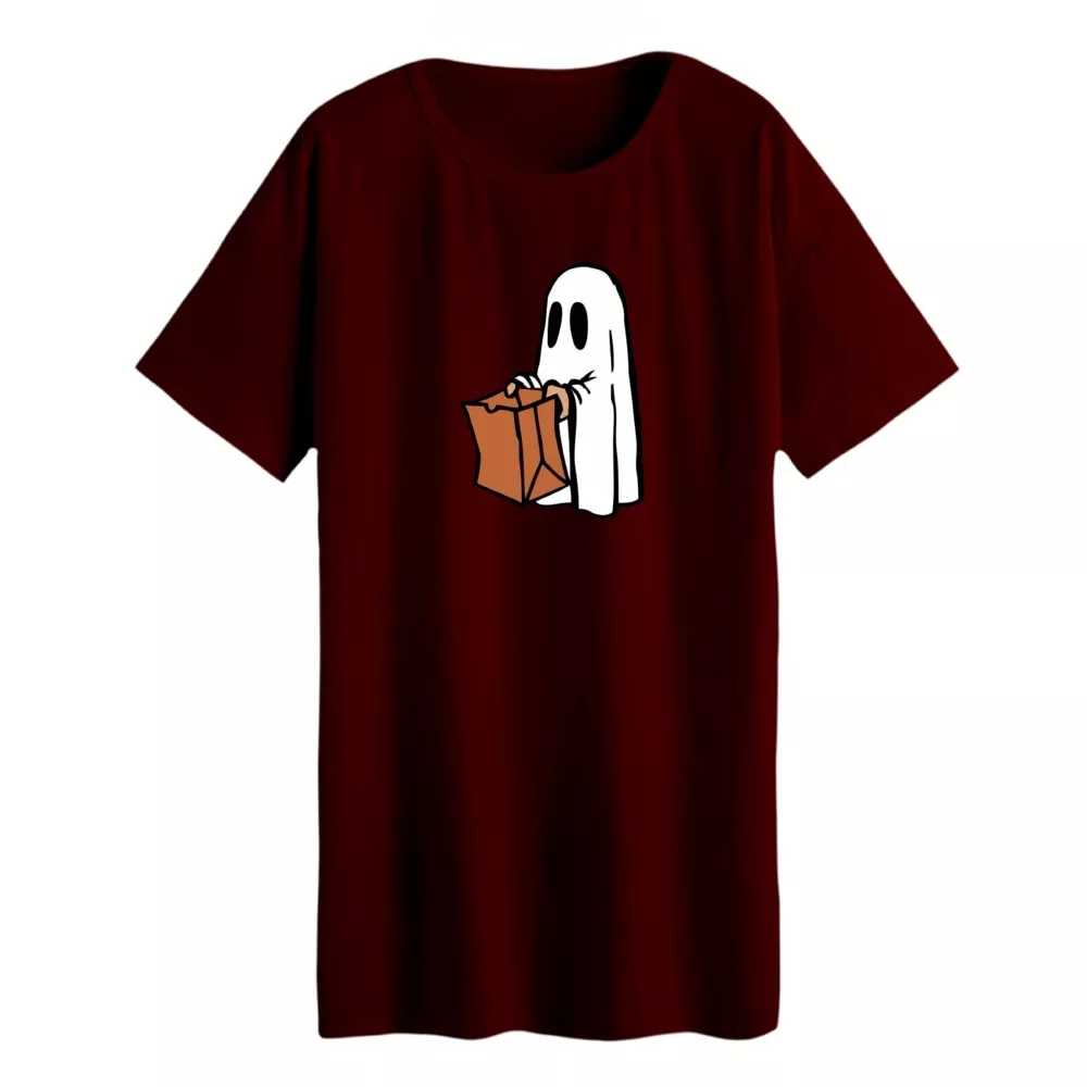 تی شرت لانگ زنانه مدل روح  رنگ زرشکی