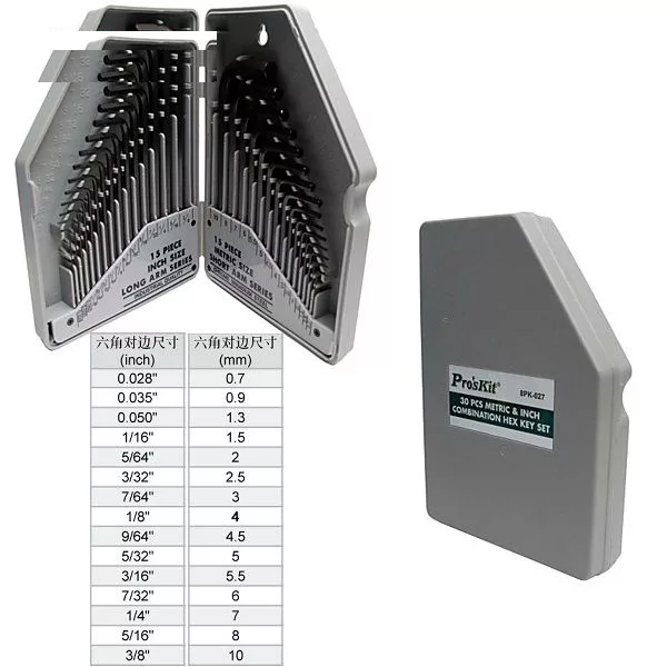 مجموعه 30 عددی آچار آلن پروسکیت مدل 8PK-027