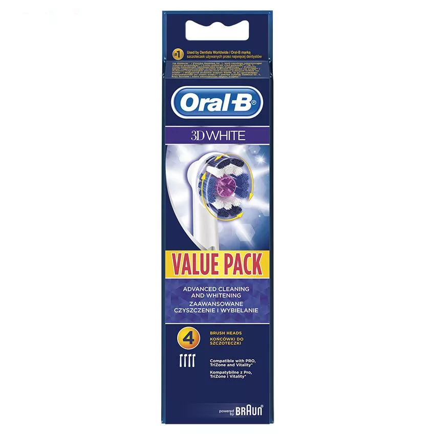 سری یدک مسواک برقی اورال-بی مدل 3D White بسته 4 عددی