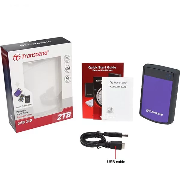 هارد اکسترنال ترنسند مدل StoreJet 25H3 ظرفیت دو ترابایت دارای رابط USB Type-A 3.1