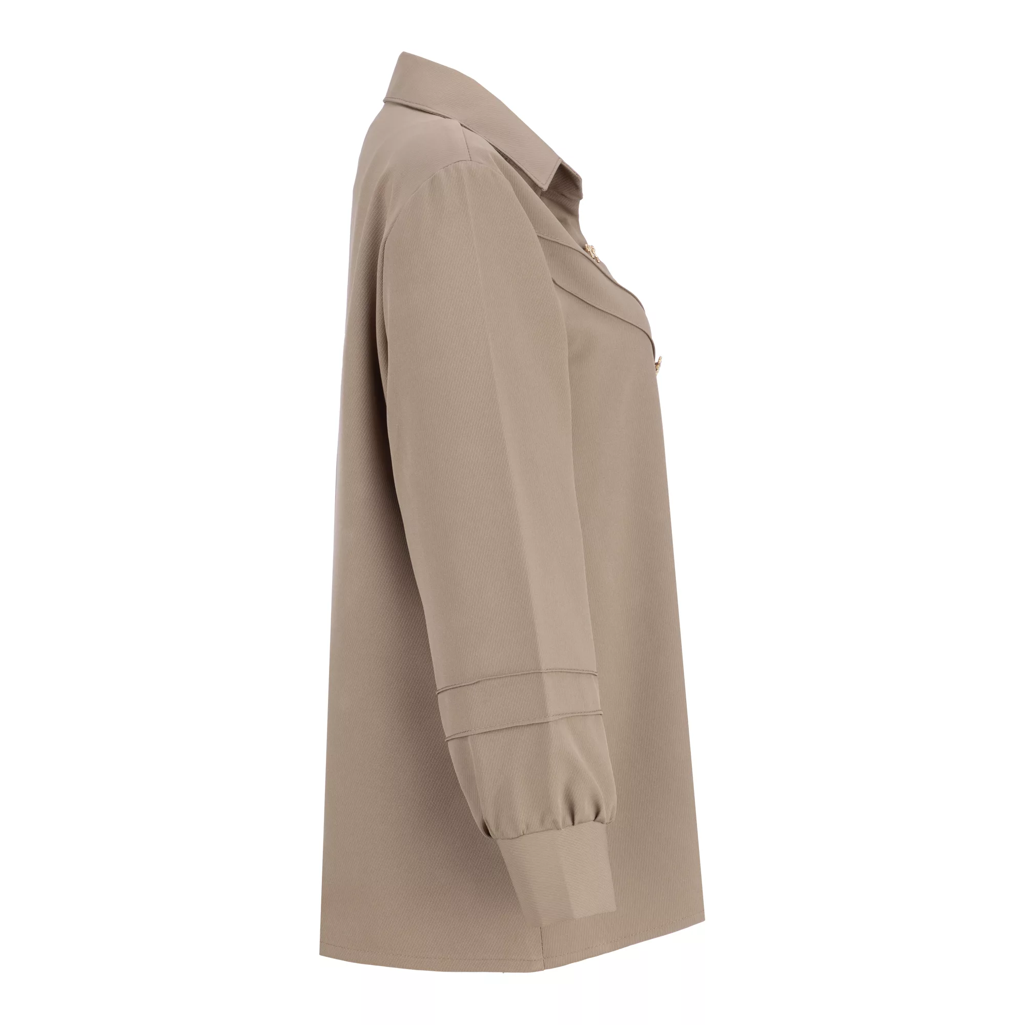 شومیز آستین بلند زنانه السانا مدل هوناز کد 217207 رنگ خاکی