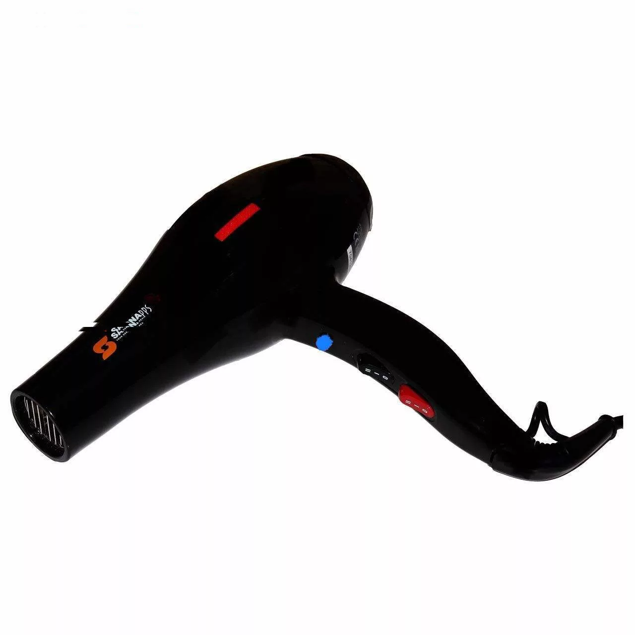 سشوار حرفه‌ای سایونا مدل SY-1200، موتور AC با توان مصرفی 2000 وات، دارای قابلیت تعویض سری و باد سرد، دارای حلقه آویختن، با حالت صاف‌کننده و حجم‌دهنده، وزن 1100 گرم، تنظیم حرارت 3 حالته و کنترل سرعت 2 حالته، به همراه 2 عدد سری متمرکزکننده پهن و باریک