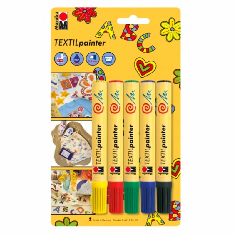 ماژیک پارچه مارابو مدل TEXTIL PAINTER بسته ۵ عددی