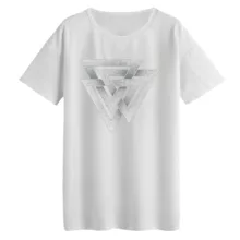 تی‌شرت لانگ آستین کوتاه زنانه مدل Triangle کد۲ رنگ سفید