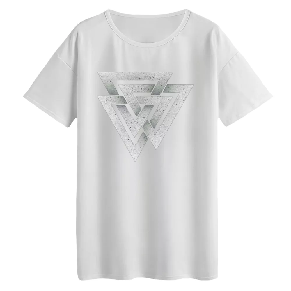 تی‌شرت لانگ آستین کوتاه زنانه مدل Triangle کد۲ رنگ سفید