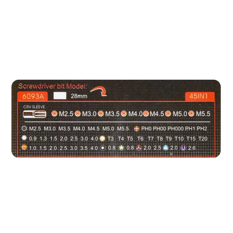 پیچ گوشتی مدل 6093A بسته 45 عددی