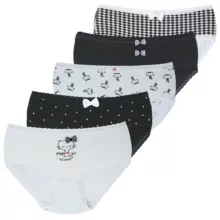 شورت زنانه مدل پنبه ضد حساسیت طرح Meow بسته 5 عددی