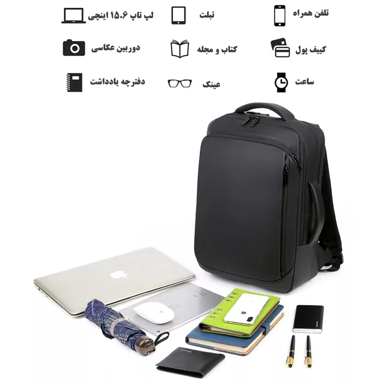 کوله پشتی لپ تاپ مدل 1900 مناسب برای لپ تاپ تا 15.6 اینچی
