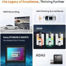 دوربین فیلم برداری خودرو سوِنتی مِی مدل 70mai Dual Dash Cam A510s + RearCam (RC11) به همراه دوربین عقب