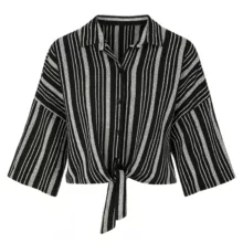 کراپ شومیز آستین بلند یقه برگردان زنانه کد 1982