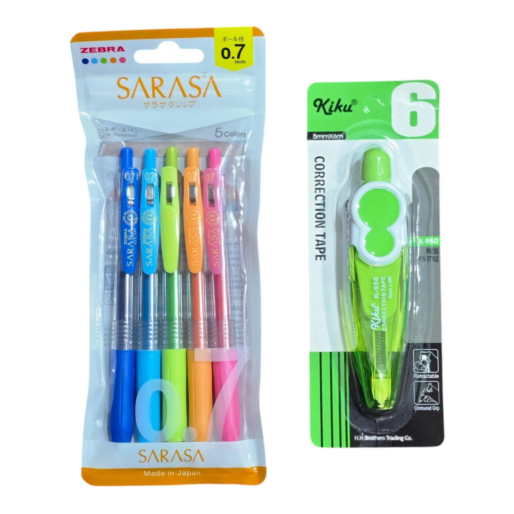 روان نویس 0.7 میلی متری زبرا مدل ساراسا به همراه با غلط گیر نواری بسته 5 عددی