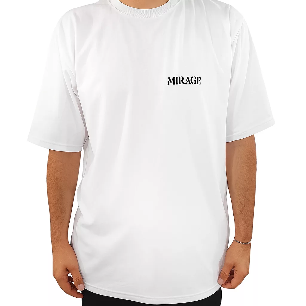 تیشرت لانگ آستین کوتاه مردانه میراژ مدل گلدوزی شده رنگ سفید